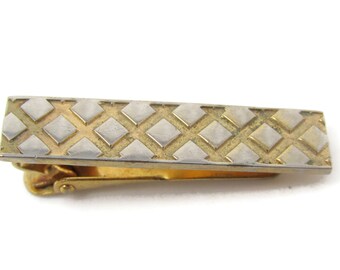 Crossed Lines Fence Design Tie Bar Clip Gold Tone Stand Out w/ Style Fit In with Class