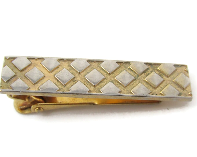 Crossed Lines Fence Design Tie Bar Clip Gold Tone Stand Out w/ Style Fit In with Class
