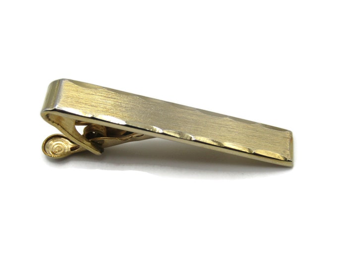 Scalloped Edge Brushed Finish Gold Tone Tie Clip Tie Bar Men's Jewelry