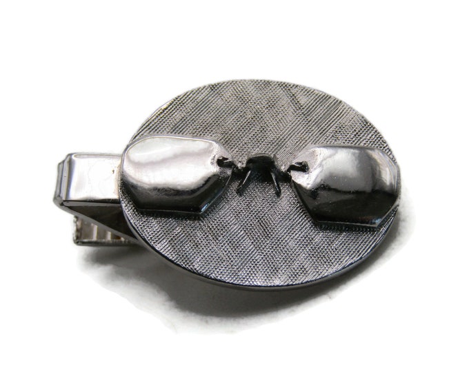 Clip On Spectacles Round Tie Clip Tie Bar Men's Jewelry Silver Tone