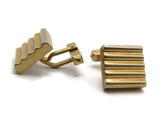 Waved Line Design Square Cuff Links Men's Jewelry Gold - Etsy