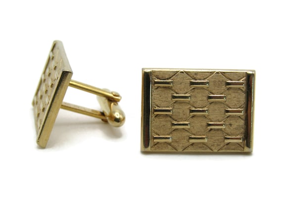 Honey Comb Pattern Rectangle Cuff Links Men's Jew… - image 1