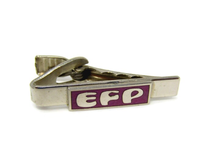 Men's Tie Clip Vintage EFP Letters Design Silver Tone