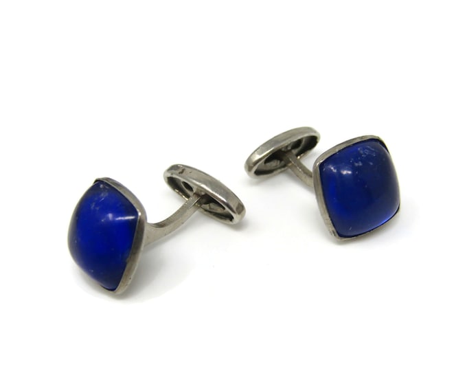 Translucent Blue Men's Cufflinks: Vintage Silver Tone - Stand Out from the Crowd with Class