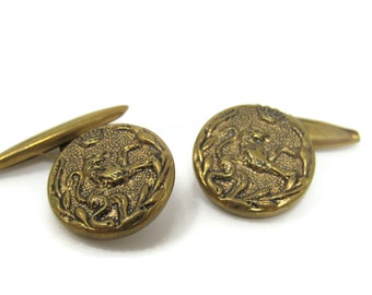 Lion Heraldic Crown Crest Vintage Cufflinks for Men's Vintage Men's Jewelry