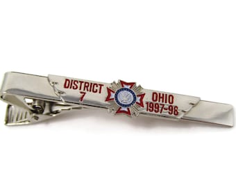Vintage Tie Clip Tie Bar: VFW District 7 Ohio 1997 1998 Silver Tone