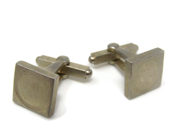 Small Square w/ Circle Etch Vintage Cufflinks for Men's Vintage Men's Jewelry