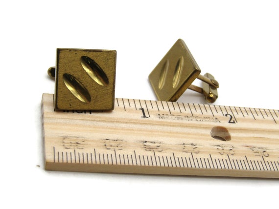 Square Cuff Links With Oval Shapes Brushed Finish… - image 4