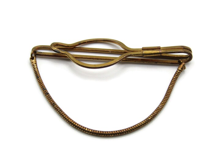Industrial Steampunk Gold Tone Tie Chain Tie Clip Tie Bar Men's Jewelry