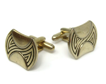 Vintage Gold Tone Cufflinks: Modernist Twist Design, Men's Jewelry
