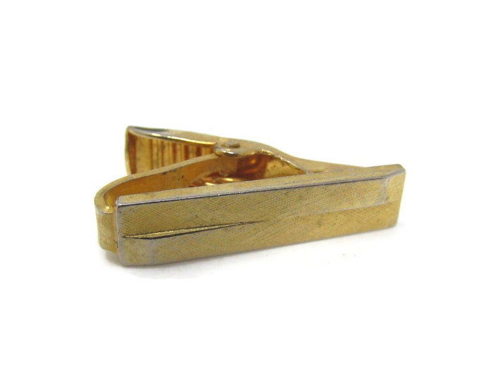 Double Wedge Modernist Tie Clip Tie Bar: Vintage Gold Tone - Stand Out from the Crowd with Class