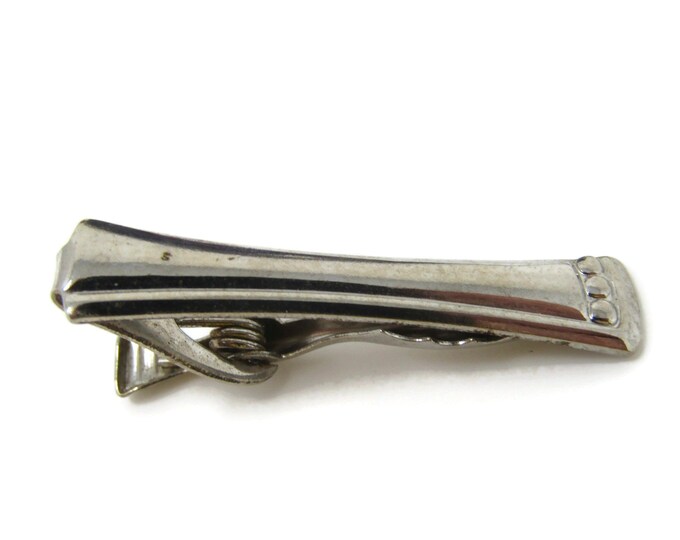 Triple Dot Squeeze Tie Clip Tie Bar: Vintage Silver Tone - Stand Out from the Crowd with Class