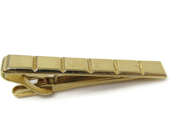 Groove Segment Tie Clip Tie Bar: Vintage Gold Tone - Stand Out from the Crowd with Class