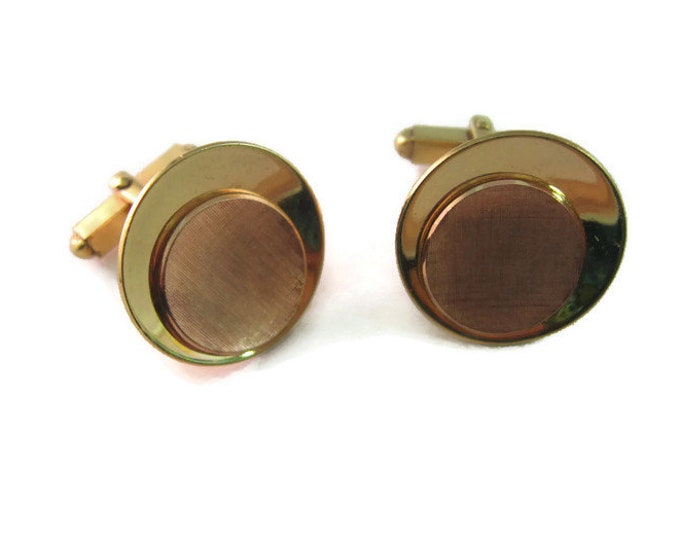 Vintage Cufflinks for Men: Most Incredible Copper Textured Center Gold Tone Round Design