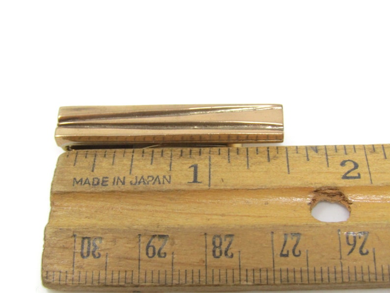 V Wedge Groove Tie Clip Bar Gold Tone Vintage Men/'s Jewelry Nice Design