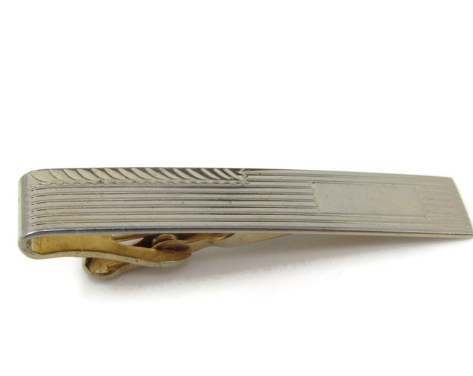 Nicely Grooved Tie Clip Tie Bar: Vintage Gold Tone - Stand Out from the Crowd with Class