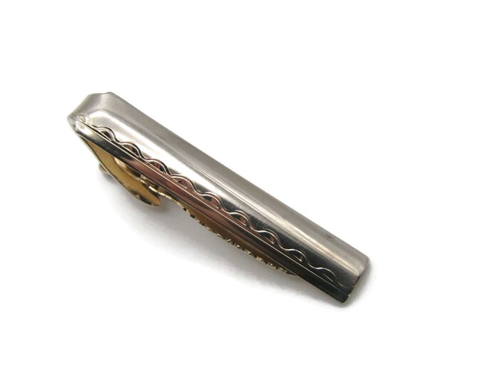 Scalloped Etching Gold Tone Tie Bar Classic Design Tie Bar Tie Clip Men's Jewelry
