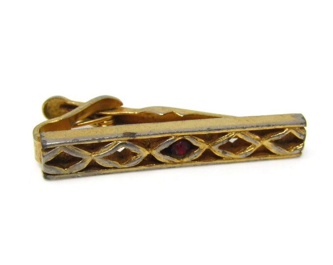 Criss Cross Tie Clip Men's Vintage Gold Tone Wonderful Design