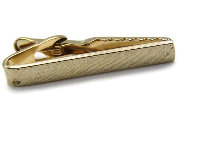 Vintage Tie Bar Gold Tone Textured Pattern Tie Clip Classic Men's Jewelry