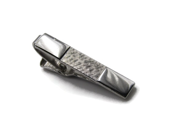 Textured Center Silver Tone Classic Design Tie Clip Tie Bar Men's Jewelry