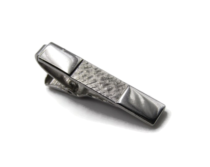 Textured Center Silver Tone Classic Design Tie Clip Tie Bar Men's Jewelry