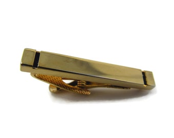 Vintage Tie Clip Tie Bar: Open Center Gold Tone Interesting & Rare Design