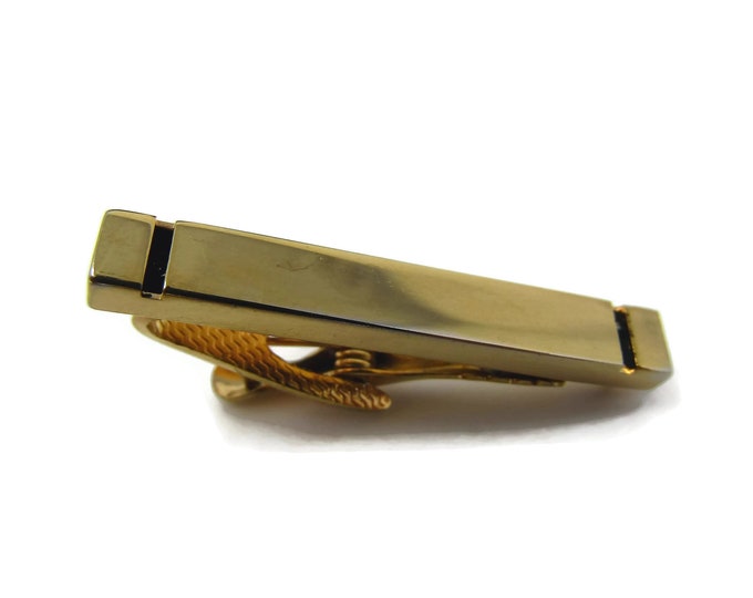 Vintage Tie Clip Tie Bar: Open Center Gold Tone Interesting & Rare Design
