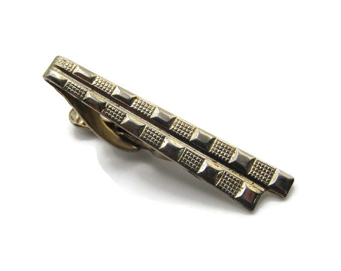 Squares Patterned Design Vintage Gold Tone Tie Bar Tie Clip Men's Jewelry