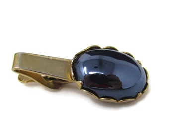 Vintage Tie Clip Tie Bar: Large Gray Hematite Like Accent Nice Design