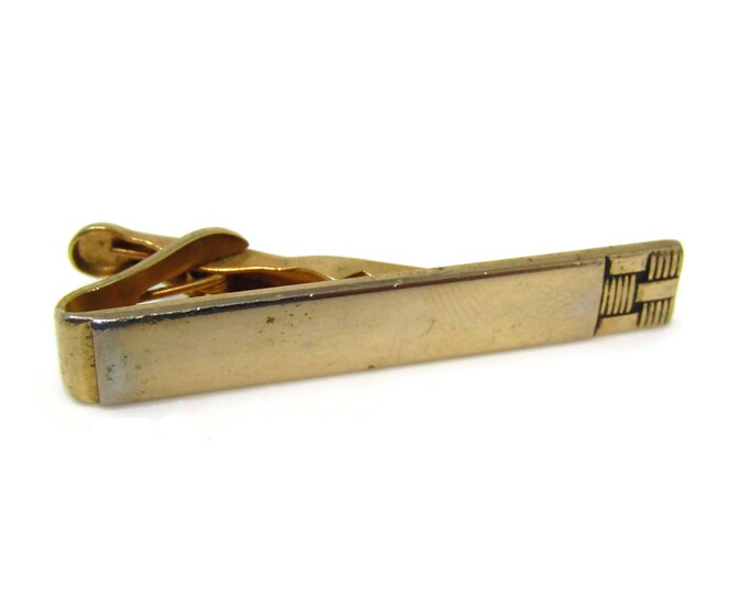 Men's Tie Clip Vintage Weave Tip Gold Tone Nice Design