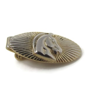 Horse Head Small Tie Clip Bar Gold Tone Vintage Men&#39;s Jewelry Nice Design