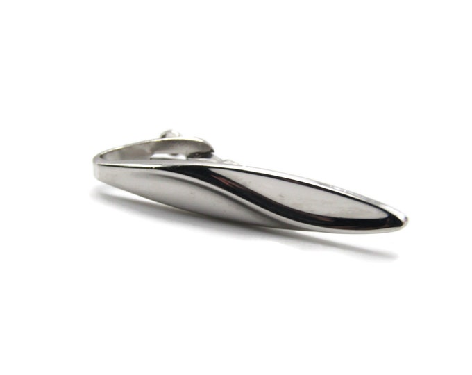 Curve Rounded Shape Silver Tone Classic Design Retro Tie Clip Tie Bar Men's Jewelry