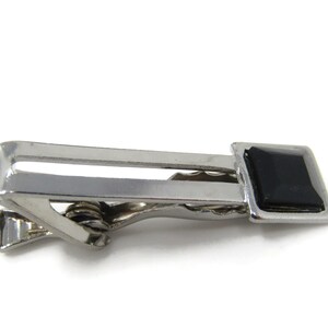 Black Accent Open Body Tie Clip Tie Bar: Vintage Silver Tone - Stand Out from the Crowd with Class