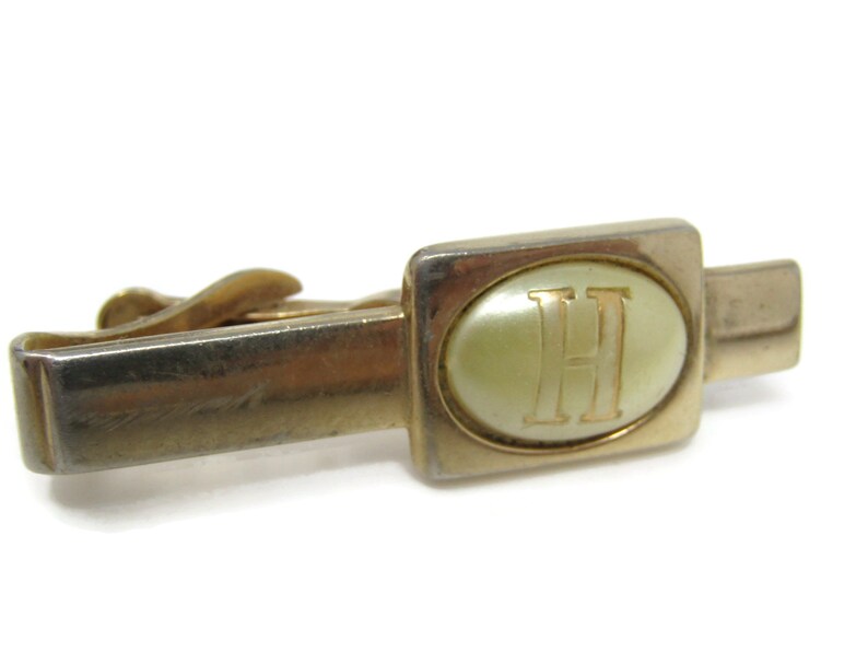 Letter H Initial Tie Clip Bar Gold Tone Vintage Men/'s Jewelry Nice Design