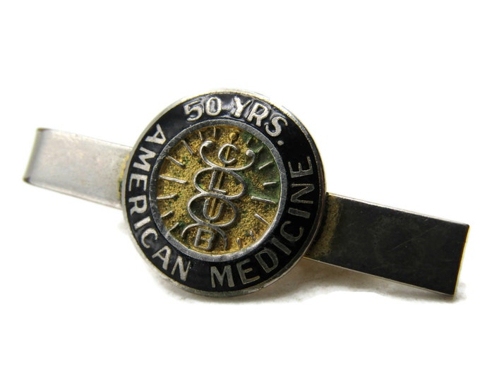 American Medicine 50 Years Tie Clip Tie Bar Men's Jewelry Gold & Silver Tone