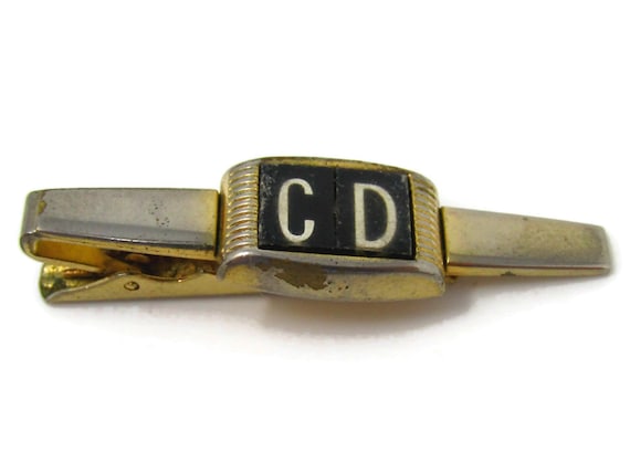 Vintage Tie Bar Clip for Men: CD Letter Initials … - image 1