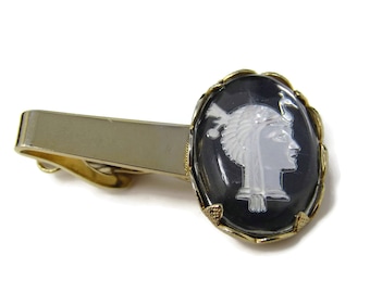 Vintage Egyptian Revival Tie Clip: Pharaoh Cameo Tie Bar