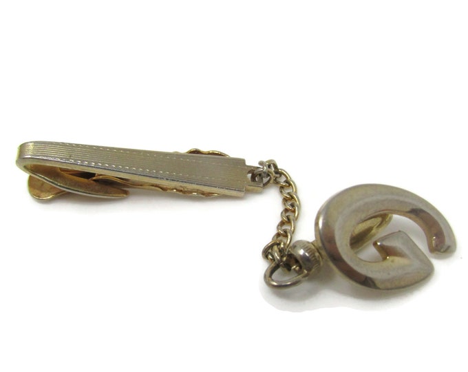 Letter G Tie Bar Clip Vintage Gold Tone Stand Out w/ Style Fit In with Class