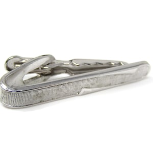 Textured Modernist Tie Clip Tie Bar: Vintage Silver Tone - Stand Out from the Crowd with Class