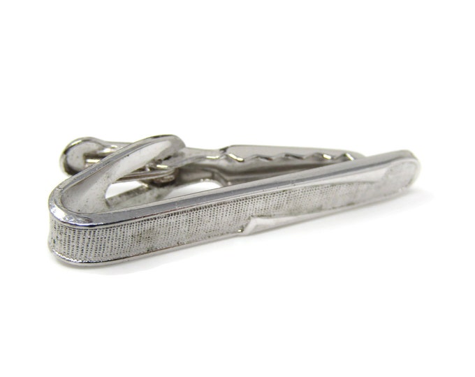 Textured Modernist Tie Clip Tie Bar: Vintage Silver Tone - Stand Out from the Crowd with Class