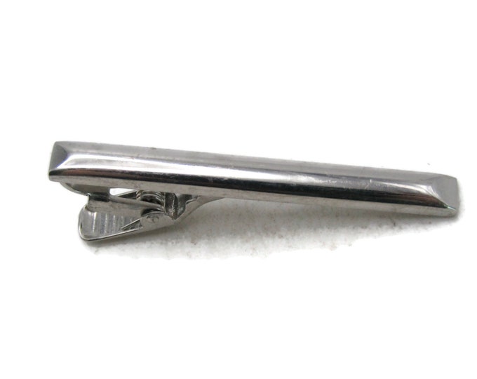 Smooth Finish Classic Design Tie Clip Modernist Tie Bar Silver Tone Men's Jewelry