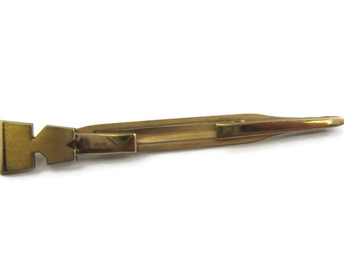 Vintage Tie Bar Clip: Sword Like Letter K "K" Initial Art Deco Style