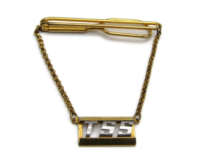 T S S Initials Letters Monogram Industrial Open Body Tie Chain Tie Clip Tie Bar Men's Jewelry