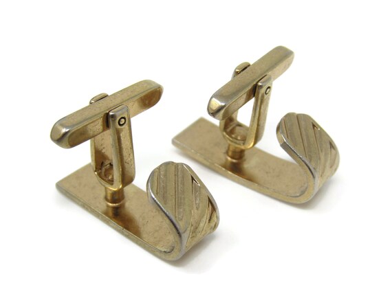 Ridged Curved Cufflinks for Men's Vintage Men's J… - image 5