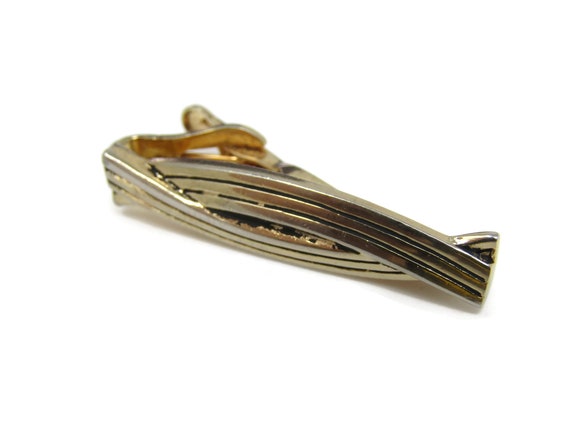 Interlocking Modernist Tie Clip Tie Bar: Vintage … - image 3