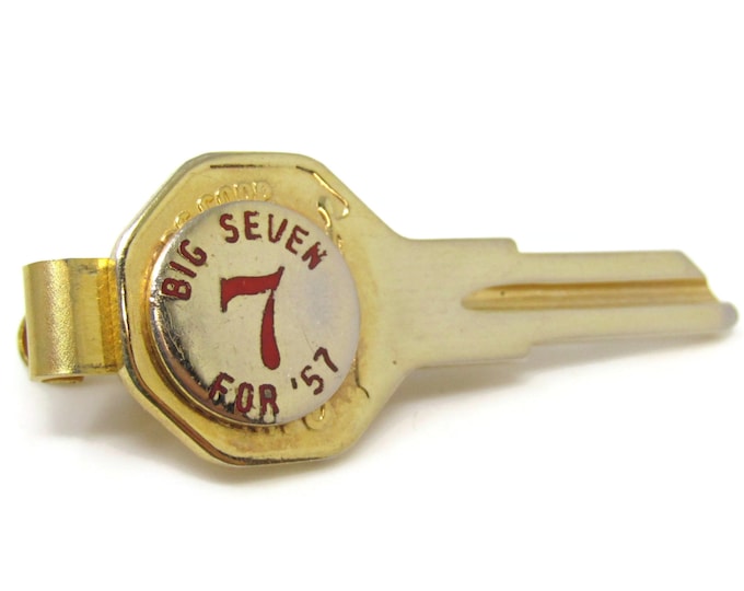 Big Seven 7 in 57 Key Tie Bar Clip Gold Tone Stand Out w/ Style Fit In with Class