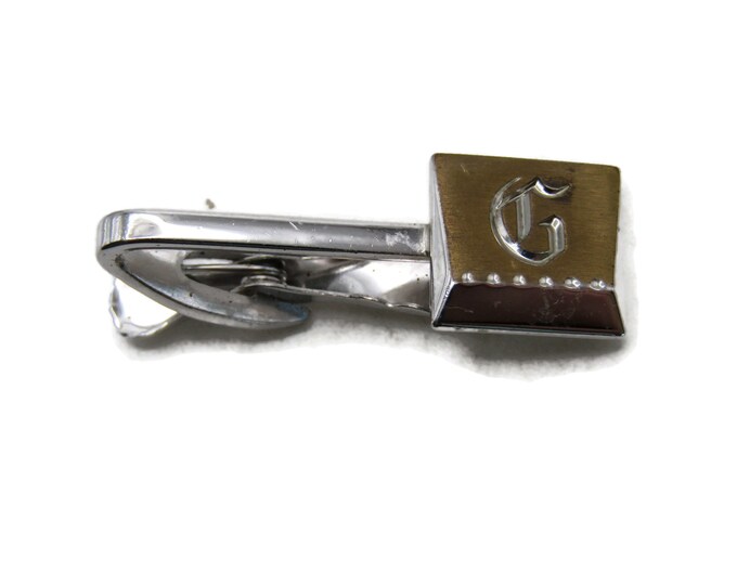 G Letter Initial Monogram Tie Clip Tie Bar Men's Jewelry Silver Tone