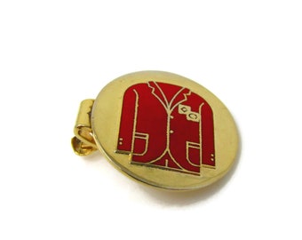 Vintage Gold Tone Tie Clip: Red Suit Jacket Design