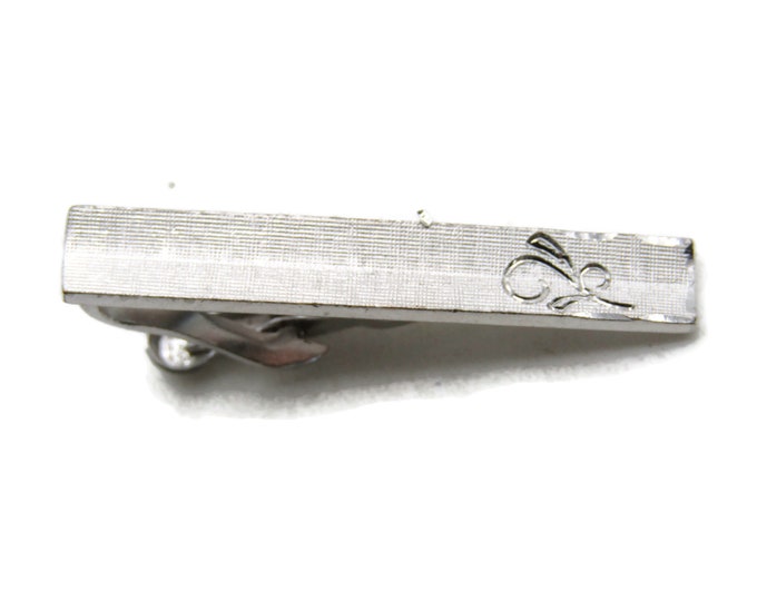 Concave Etched Design And Brushed Finished Tie Clip Tie Bar Men's Jewelry Silver Tone