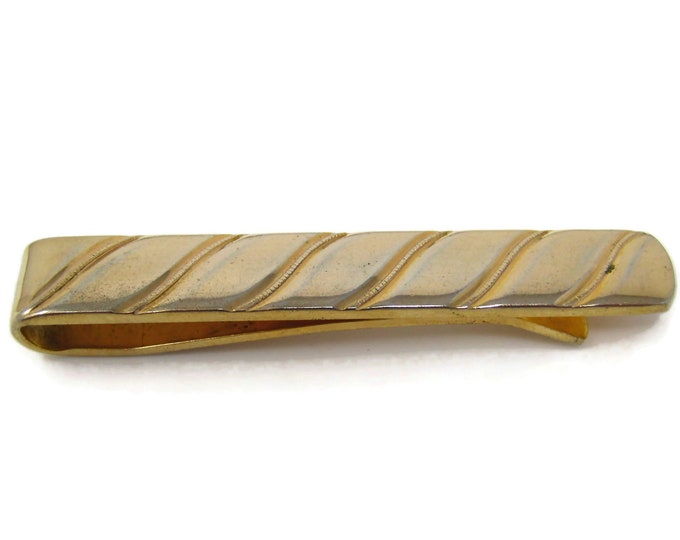 Fat Twist Tie Clip Men's Vintage Gold Tone Beautiful Design